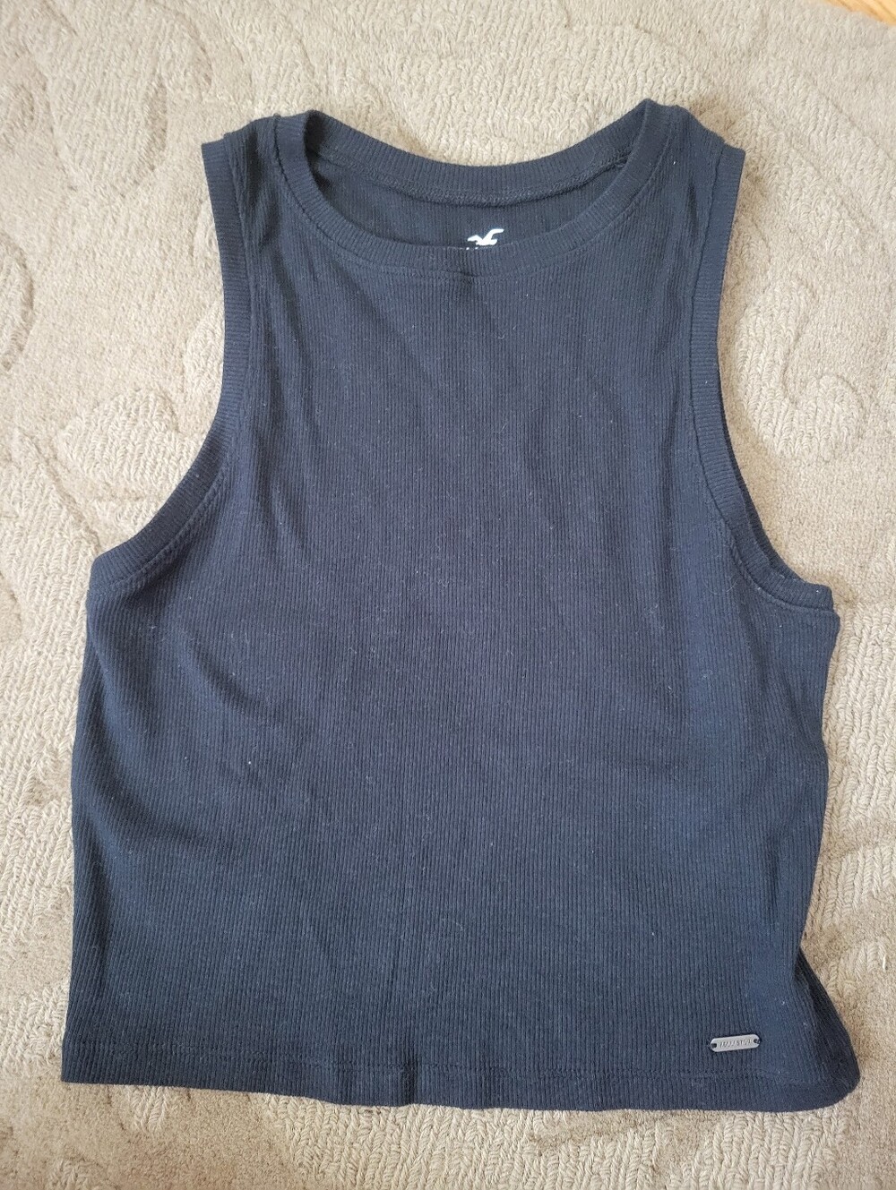 Hollister Black Ribbed Crew Tank